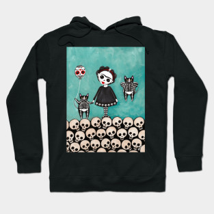 Day Of The Dead Hoodie - Day of the Dead Cats by KilkennyCat Art